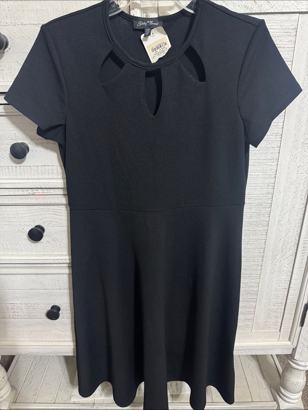 NWT  Slinky brand Black Short Sleeve Keyhole Fit & Flare Dress